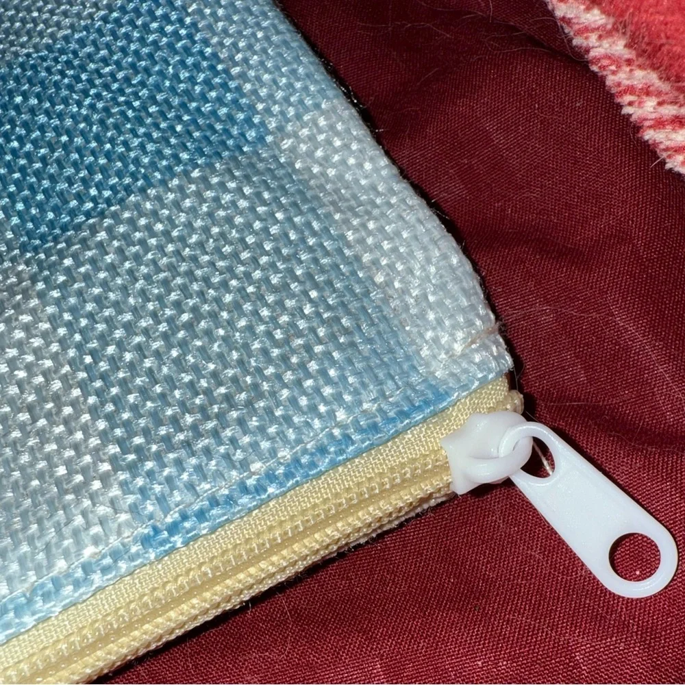 NWOT Blue and White Checkered Bunny Pillow Case